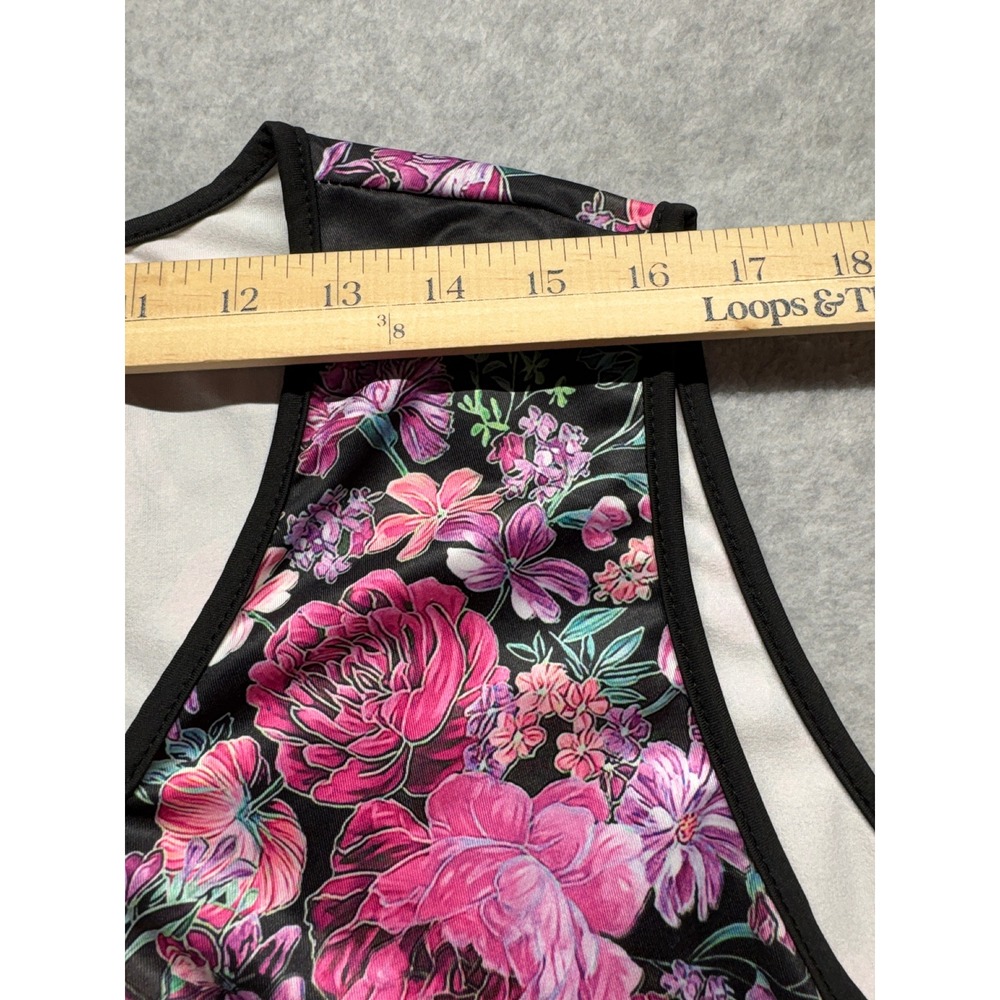 Chaos Monkey 7XL Butterfly Floral Tank Top Black Pink Sleeveless Plus Size - Picture 4 of 11